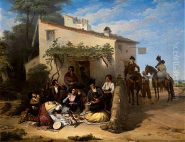 Personajes Andaluces Oil Painting by Joaquin Dominguez Becquer