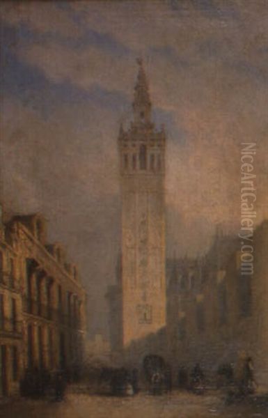 La Giralda, Vista Desde Placentines Oil Painting by Jose Dominguez Becquer