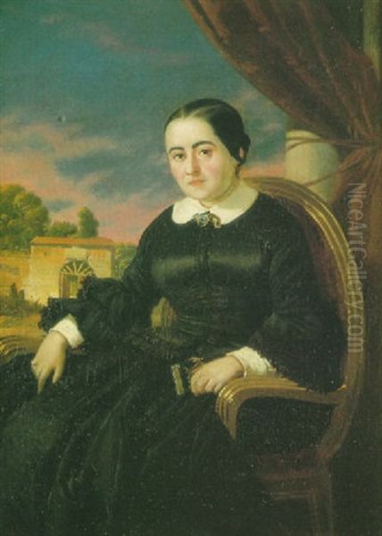 Retrato De Cecilia Vol De Faber, Fernan Caballero Oil Painting by Valeriano (Valerio) Dominguez Becquer