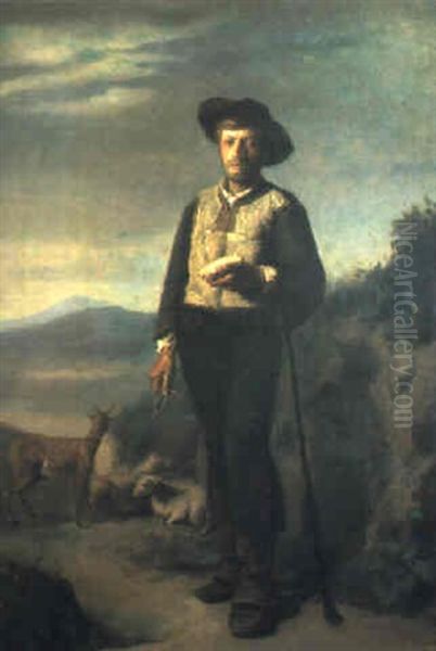 Pastor Con Sus Ovejas Oil Painting by Valeriano (Valerio) Dominguez Becquer