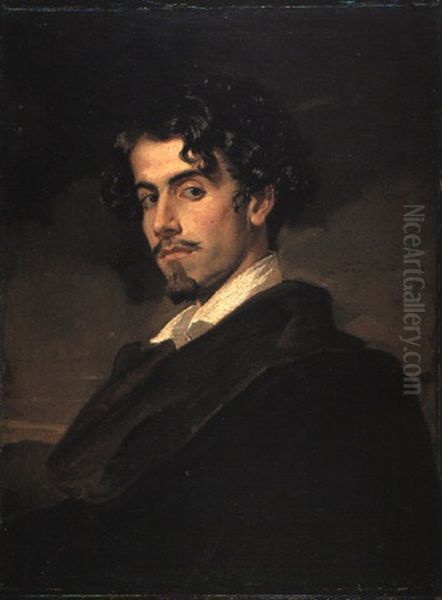 Retrato De Gustavo Adolfo B,cquer Oil Painting by Valeriano (Valerio) Dominguez Becquer