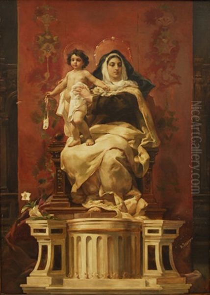 Virgen Del Carmen Oil Painting by Manuel Dominguez Y Sanchez