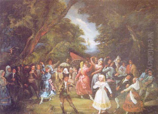 Baile En El Campo Oil Painting by Manuel Dominguez Y Sanchez