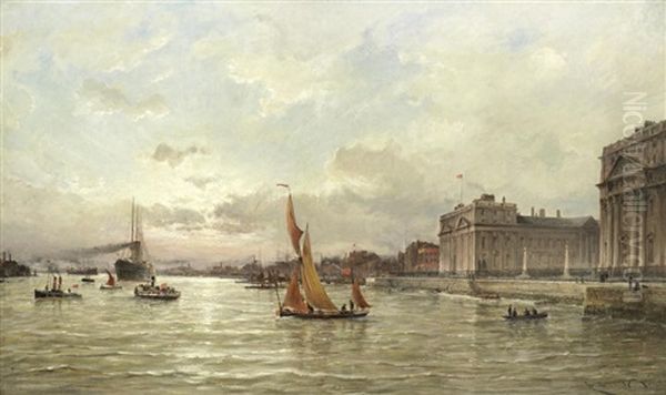 The Thames At Greenwich Oil Painting by Cornelis Christiaan Dommelshuizen