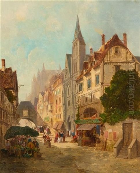 Street Scene Oil Painting by Cornelis Christiaan Dommelshuizen