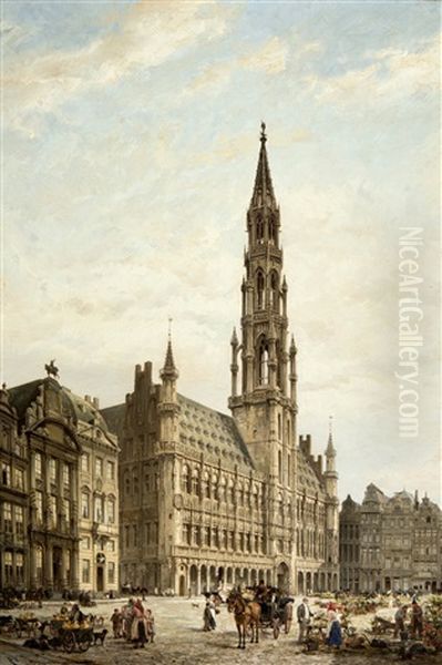 The Brussels City Hall Oil Painting by Cornelis Christiaan Dommelshuizen