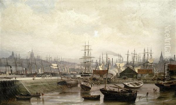 Bassin, Boulogne Sur Mer Oil Painting by Cornelis Christiaan Dommelshuizen