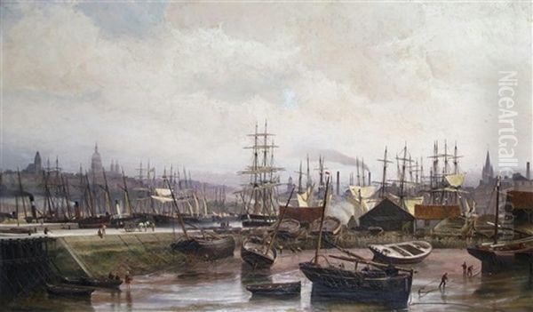 Bassin - Boulogne Sur Mer Oil Painting by Cornelis Christiaan Dommelshuizen