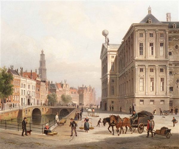 The Palace On The Dam Square, Amsterdam Oil Painting by Cornelis Christiaan Dommelshuizen