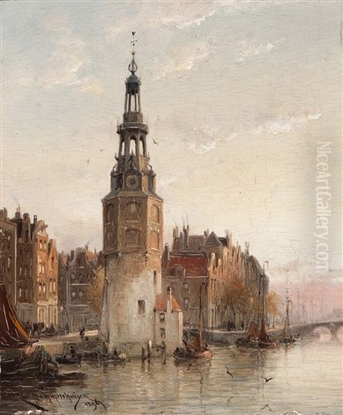 The Montelbaanstoren Oil Painting by Cornelis Christiaan Dommelshuizen