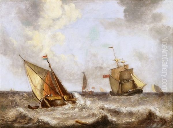 Marine Oil Painting by Cornelis Christiaan Dommelshuizen