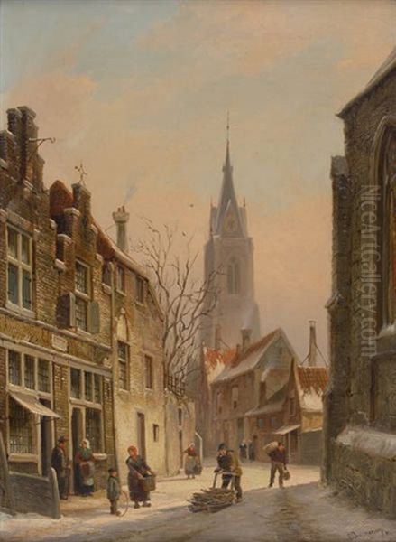 Vue De L'eglise A Haarlem by Cornelis Christiaan Dommelshuizen