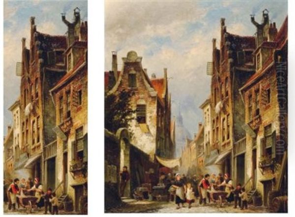 Le Quartier Juif D'amsterdam Oil Painting by Cornelis Christiaan Dommelshuizen