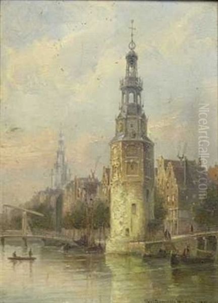 Amsterdam - Le Tour Montelbaan Oil Painting by Cornelis Christiaan Dommelshuizen