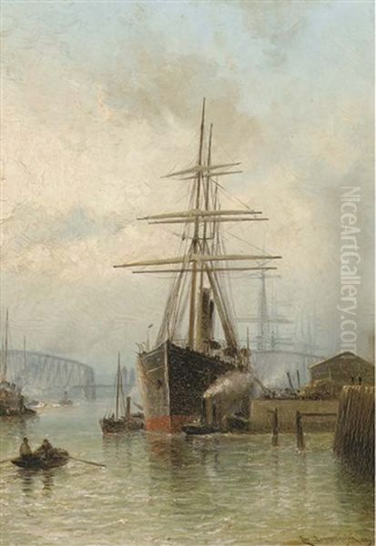 The Bustling Port Of Rotterdam Oil Painting by Cornelis Christiaan Dommelshuizen