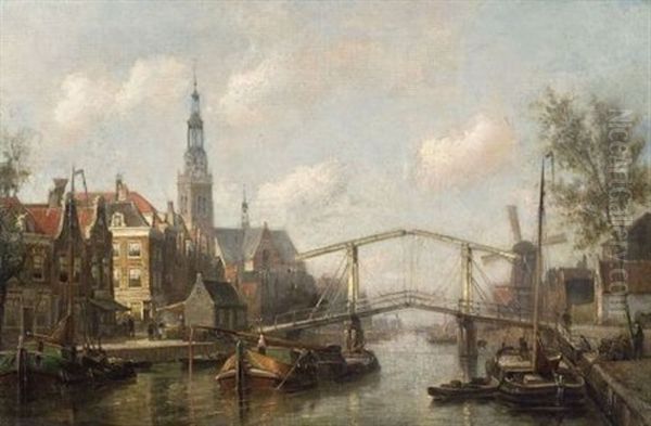 Canal View by Cornelis Christiaan Dommelshuizen