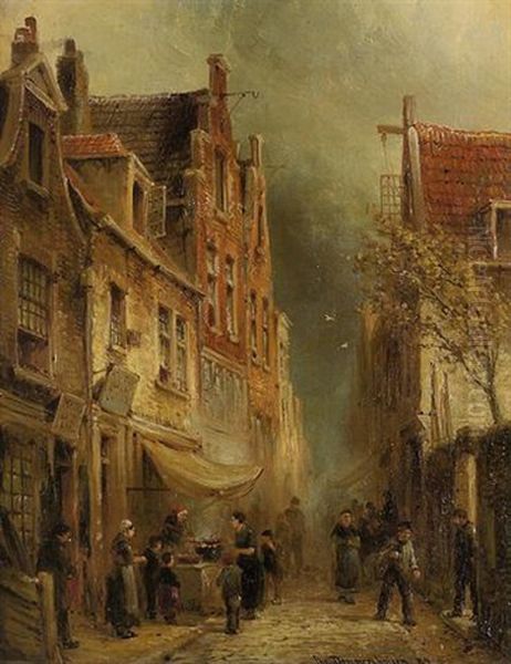 Quartier Juif A Amsterdam Oil Painting by Cornelis Christiaan Dommelshuizen