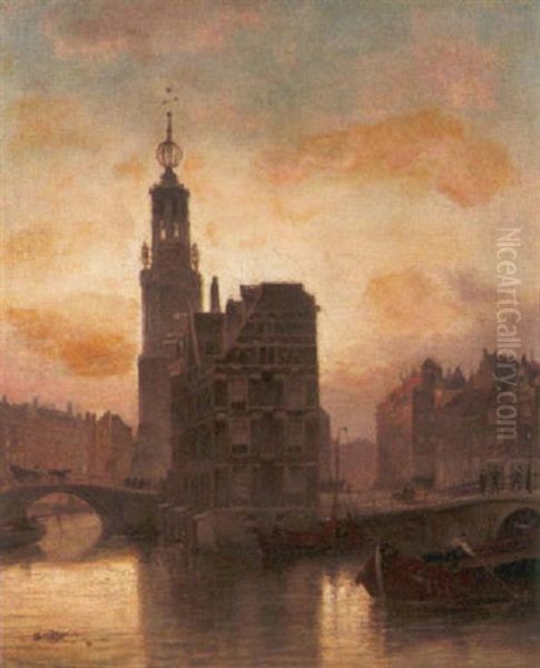 Der Munzturm In Amsterdam Oil Painting by Cornelis Christiaan Dommelshuizen