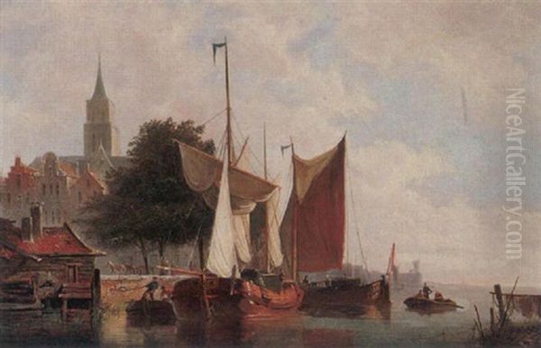 View In Amsterdam Oil Painting by Cornelis Christiaan Dommelshuizen