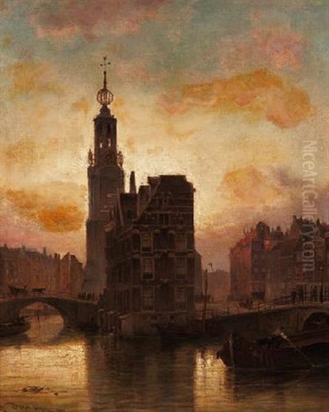 Der Munzturm In Amsterdam Oil Painting by Cornelis Christiaan Dommelshuizen