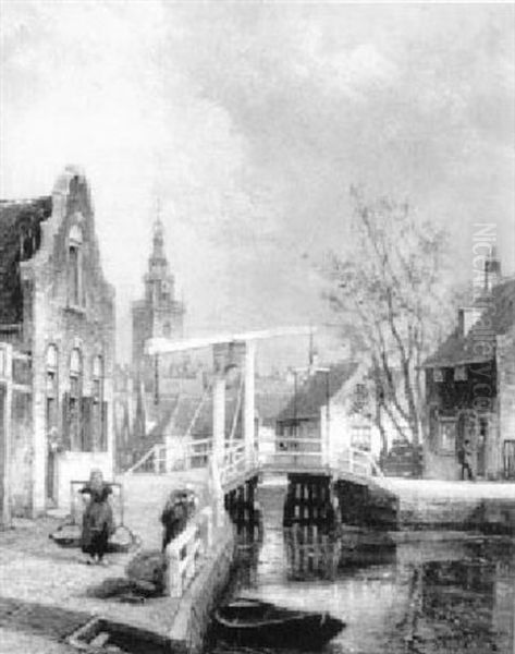 A View Of Monnickendam Oil Painting by Cornelis Christiaan Dommelshuizen