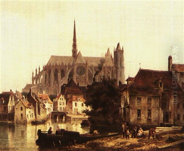 View Of Amiens Oil Painting by Cornelis Christiaan Dommelshuizen