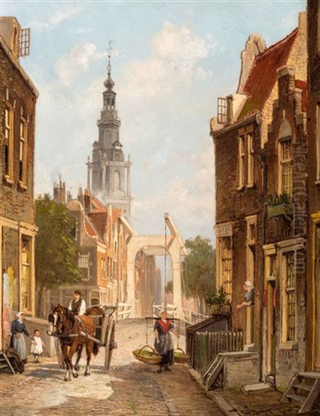 Amsterdam, Bij De Zuiderkerk Oil Painting by Cornelis Christaan Dommersen