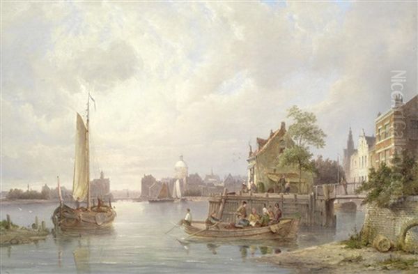 The Zandhoek, Amsterdam Oil Painting by Pieter Christian Dommersen