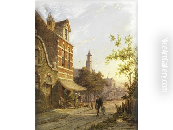 Utrecht (+ Delft; Pair) Oil Painting by Pieter Christian Dommersen