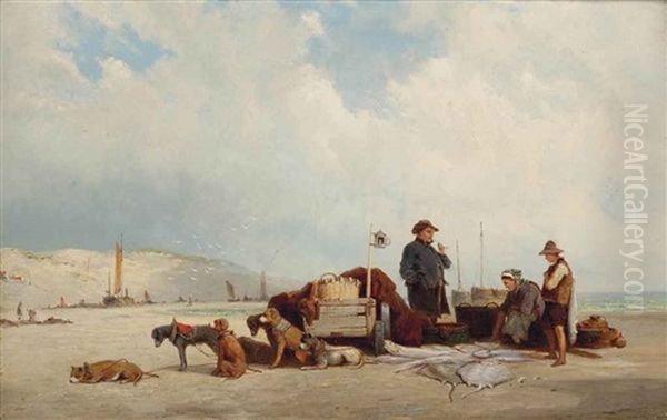 Sorting The Catch Oil Painting by Pieter Christian Dommersen