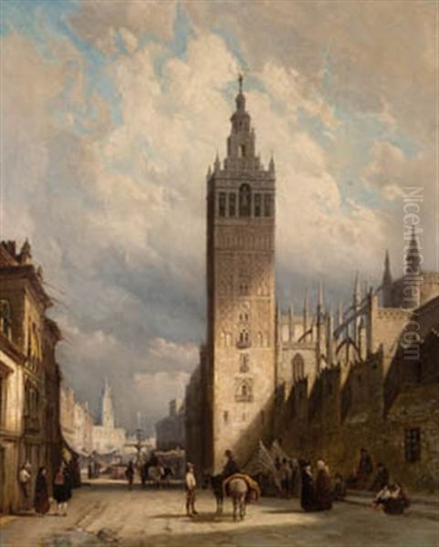 Vista De La Giralda Oil Painting by Pieter Christian Dommersen