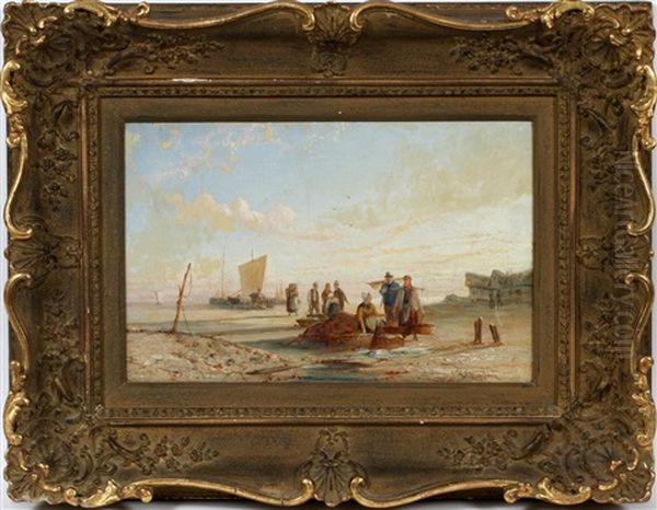 Seascape With Figures Oil Painting by William Raymond Dommersen