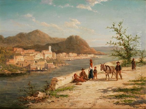 Italienische Kustenansicht Oil Painting by William Raymond Dommersen