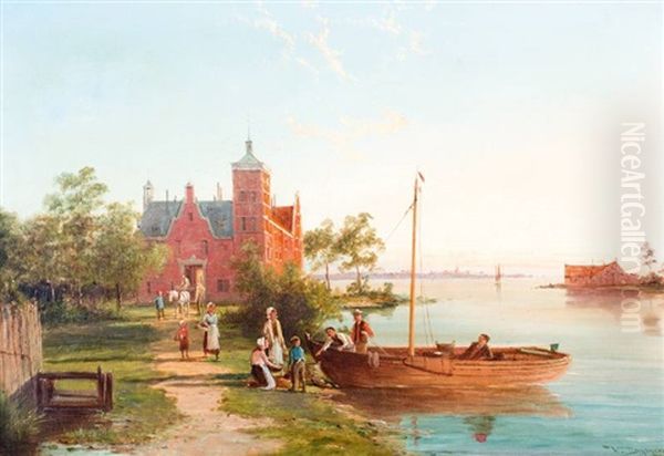 Ouddorp Aan De Maas Oil Painting by William Raymond Dommersen