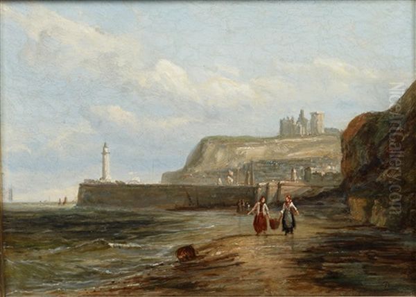 Figures On A Beach, Whitby Oil Painting by William Raymond Dommersen