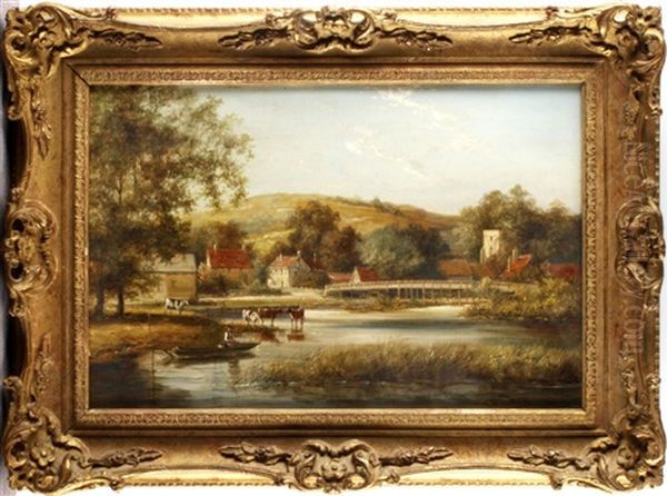 Streatley Bridge On The Thames Oil Painting by William Raymond Dommersen