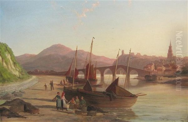 On The Rhine Oil Painting by William Raymond Dommersen