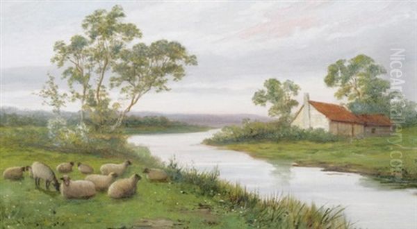 Early Evening On The River Ouse Oil Painting by William Raymond Dommersen