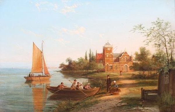 Naaldwyk On The Scheldt, Holland (+ Maestricht On The Maas, Holland; 2 Works) Oil Painting by William Raymond Dommersen