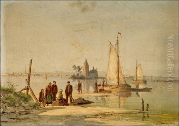 On The Scheldt Oil Painting by William Raymond Dommersen