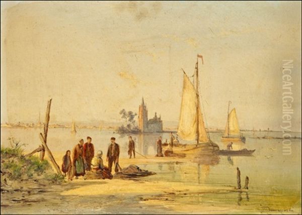 On The Scheldt Oil Painting by William Raymond Dommersen