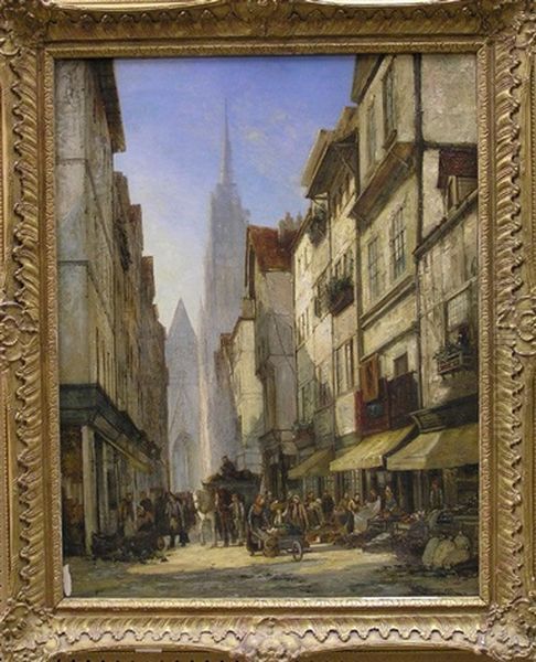 Rouen Marketplace Oil Painting by William Raymond Dommersen