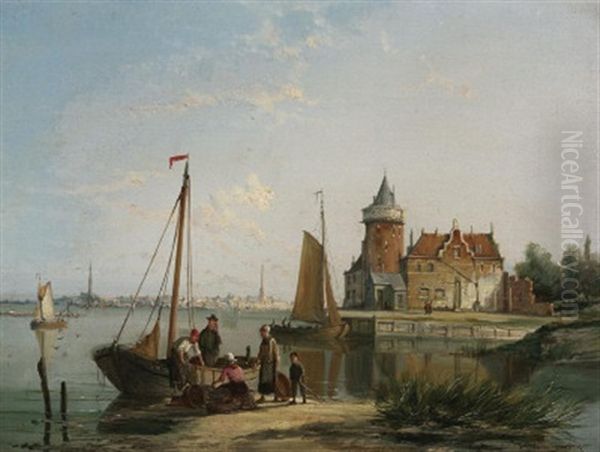 The House De Vraag On The Amstel, Amsterdam, Holland Oil Painting by William Raymond Dommersen