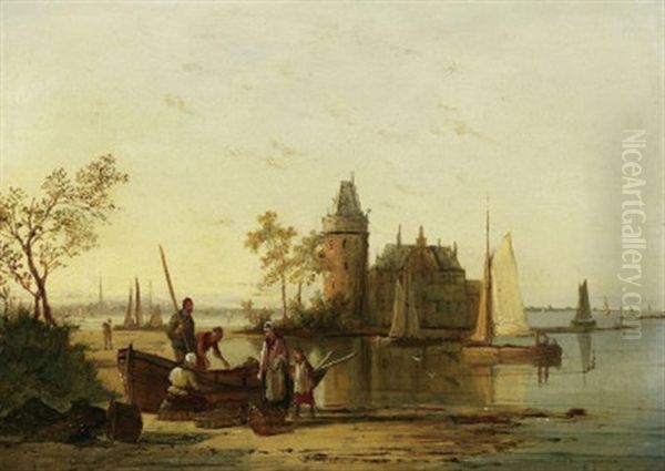 Zerckzee In The Scheldt Oil Painting by William Raymond Dommersen