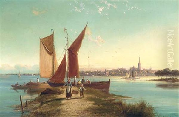 On The Schotel, Holland (+ Kampen, Holland; Pair) Oil Painting by William Raymond Dommersen