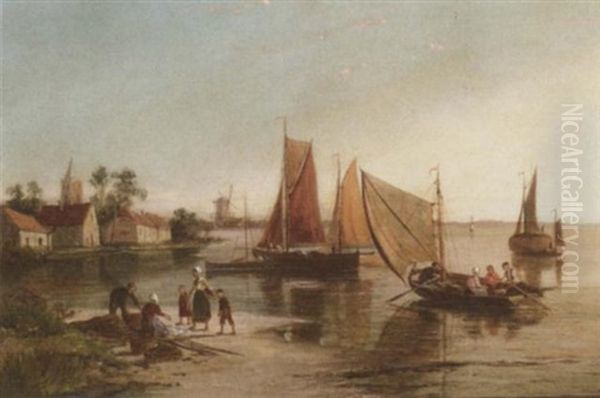 A Lazy Day On The Scheldt Oil Painting by William Raymond Dommersen