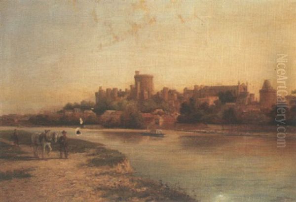 A View Of Windsor From The River Oil Painting by William Raymond Dommersen