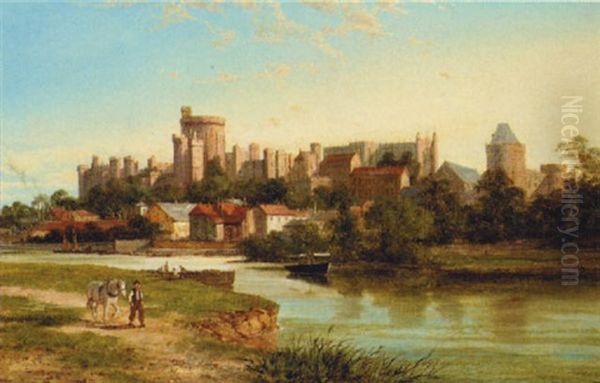 A View Of Windsor Castle From The Thames Oil Painting by William Raymond Dommersen