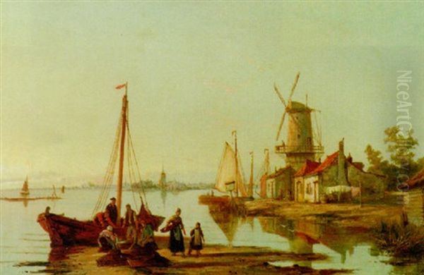 Enshuisen On The Zuiderzee Oil Painting by William Raymond Dommersen