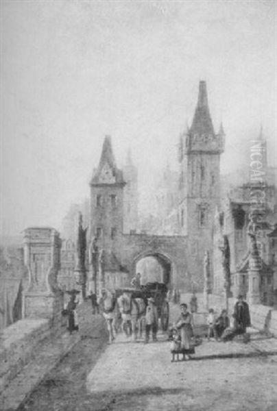 The Gate At Prague Oil Painting by William Raymond Dommersen